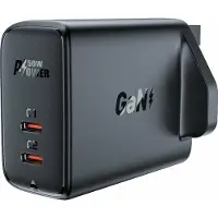 Acefast GaN chargeur (UK mâle) 2x USB Type C 50W, Power Delivery, PPS, Q3 3.0, AFC, FCP Noir (A32 UK)