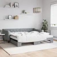 Prolenta Maison Exclusive - Canapé-lit convertible avec matelas, gris clair, 100 x 200 cm, tissu