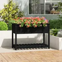 Prolenta Maison Exclusive - Bac à plantes avec tablette Noir 111,5x54x81 cm Bois massif Pin