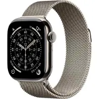Apple Watch Series 11 GPS + Cellular, 42mm, Boîtier Titane Natural, Bracelet Milanais Natural
