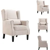 vidaXL Fauteuil Beige Tissu - Fauteuil