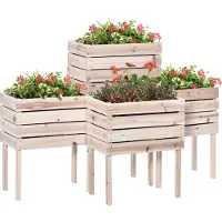 Northio Potager surélevé en bois massif résistant aux intempéries, 50 x 30 x 60 cm