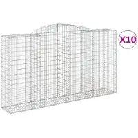 vidaXL Gabions avec arc surélevé 10 pcs 300x50x160/180cm Fer galvanisé