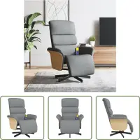The Living Store Fauteuil de massage avec repose-pieds Gris clair Tissu