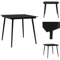vidaXL Table de jardin noire 80x80x74 cm Acier et verre - Tables de jardin