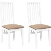 Syfax Chaises à manger coussins 2 pcs blanc bois massif caoutchouc
