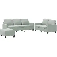 vidaXL Ensemble de canapés 3 pièces avec coussins gris clair velours