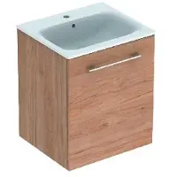 Geberit Selnova Square - Armoire lavabo 635x538x480 mm, avec lavabo, 1 porte, noyer caryer clair 501.251.00.1