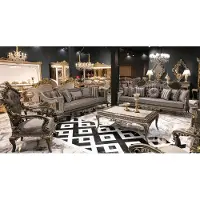 AEA Klassische Graue Chesterfield Sofagarnitur 3+3+1 Sitzer Couchtisch 4tlg