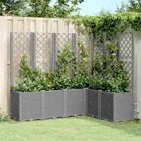 Prolenta Maison Exclusive - Bac à plantes avec treillis gris clair 160x120x140 cm PP
