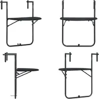 vidaXL Table de balcon suspendue Noir 60x64x83,5 cm Plastique aspect rotin - Table de balcon - Tables de balcon - Table d'extérieur