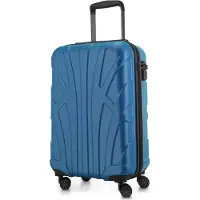 Suitline - bagage à main léger 55x35x20 cm trolley avion 34 L bagage de bord valise à main légère valise de bord 4 roulettes bagage cabine Hand Luggage TSA ,bleu cyan