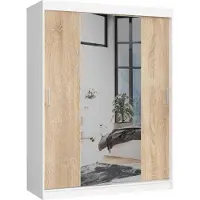 Akord Armoire Coulissante Blanc/Chêne Sonoma 150X60X200