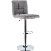 Merkloos Tabouret de bar industriel - Gris clair - Linge - Avec dossier - Réglable en hauteur - 1 pièce