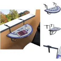 vidaXL Table de balcon suspendue Mosaïque bleue et blanche - Tables de jardin