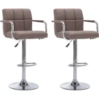 Syfax Chaises de bar lot de 2 taupe tissu