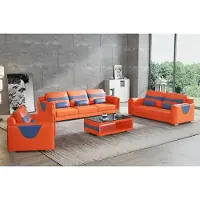 JV Möbel Ensemble de canapés de luxe 321 Orange bleu JVmoebel