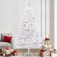Prolenta Arbre de Noël blanc pliable, de qualité supérieure, 240 cm, en PVC et en acier