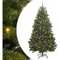 Syfax Sapin de Noël artificiel avec 300 LED Vert 210 cm PVC et métal