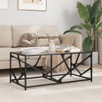 vidaXL Table basse design avec plateau en verre noir 98,5x50x41 cm Acier - Tables basses 2025 Neu8496486 1parcel