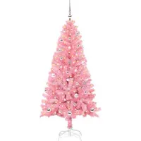 vidaXL Sapin de Noël avec 150 LED avec support Rose 150 cm PVC