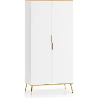 Furnlux Classic FURNLUX Armoire Viterbo Blanc Et Or 92cm / Couleur principale : Blanc / Dimensions : 92 x 195 x 53 cm