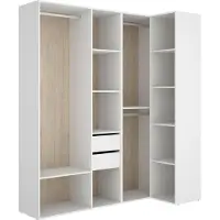 Dmora Onyok - Grande Armoire, 183x205 cm Blanc, 2 Tiroirs