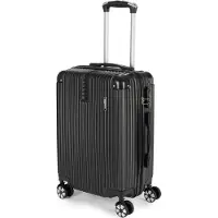 Ed Brubaker Valises à main London - Valise de voyage avec serrure à combinaison, 4 roulettes et poignées confort - 37 x 56 x 22 cm Valise à roulettes, M, Noir