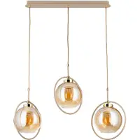 HowHomely | Suspension - Galaxy - 85 Cm - Beige Avec Accents Dorés - Design Moderne - 3-Flammes