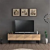 En.casa [] Cabinet TV Oppdal 45x154x37cm oak and marble black