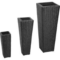 Prolenta Maison Exclusive - Kit de bacs surélevés pour jardin, 3 pièces, en résine tressée noire