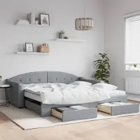 Prolenta Maison Exclusive - Canapé-lit convertible avec tiroirs, gris clair, 100 x 200 cm, tissu