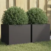 Prolenta Maison Exclusive - 2 bacs à plantes noirs 32 x 30 x 29 cm en acier