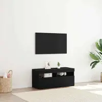 Prolenta Meuble TV exclusif - Dimensions : 90 x 35 x 40 cm. Couleur : noir, imitation bois chêne. Matériau : panneaux de particules
