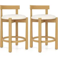 StarTech.com Lot de 2 tabourets de bar - Tabourets de bar en bois - Assise rembourrée en tissu - Dossier et repose-pieds - Hauteur d'assise 62 cm - Hauteur fixe - Blanc