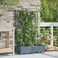 Prolenta Maison Exclusive - Lot de 2 jardinières d'extérieur, gris clair, 80 x 40 x 126 cm, PP