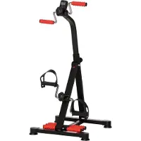 HOMCOM Vélo d'entraînement pour la rééducation des bras et des jambes avec hauteur et largeur réglable, LCD, masseurs, pédalier d'appartement exercice bras, jambes en même temps noir