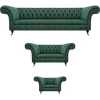 AEA Luxus Sofas Grün Komplett Sofagarnitur Polstermöbel Wohnzimmer Couch Stoff