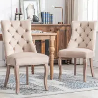 Merax lot de 2 chaises de salle à manger rembourrées en velours beige "Dionysus