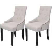 Syfax Chaises à manger lot de 2 gris crème tissu