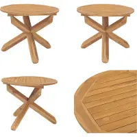 vidaXL Table de jardin Ø90x75 cm Teck massif - Table de jardin - Table de jardin - Table en bois