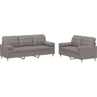 vidaXL Ensemble de canapés 2 pièces avec coussins Tissu Taupe