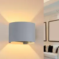 Silamp Applique Murale Grise LED 6W IP54 Arrondie - Blanc Chaud 2300K - 3500K