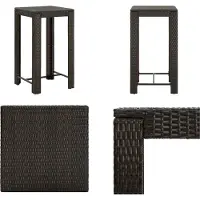 vidaXL Table de bar de jardin marron 60,5x60,5x110,5 cm Poly rotin - Table de bar - Tables de jardin - Tables de jardin