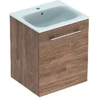 Geberit Selnova Square - Armoire lavabo 635x538x480 mm, avec lavabo, 1 porte, noyer caryer 501.250.00.1