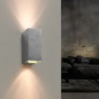 Silamp Applique Murale Argent LED Carrée IP44 double faisceau GU10