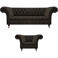 AEA Braun Designer Polstermöbel Sofa Dreisitze Couch Luxus Sessel Komplett 3+1