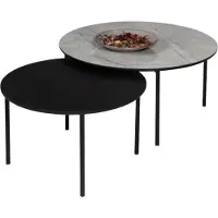 AEA Table basse groupe Table d'appoint Noir Set Table Bois 2pcs