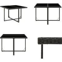 vidaXL Table de jardin noire 109x107x74 cm Poly rotin et verre - Table de jardin - Tables - Tables