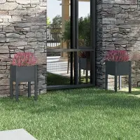 Prolenta Maison Exclusive - 2 bacs à plantes gris 40 x 40 x 70 cm en bois massif de pin